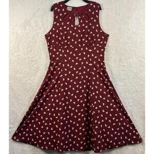 Banned Size L Maroon w/white Hearts Dress